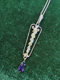 10k gold Victorian amethyst & seed pearl necklace pendant lavaliere