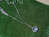 14k white gold Deco c.1920's filigree diamond pendant necklace