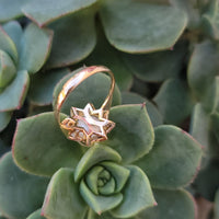 18k gold pearl starburst estate vintage ring