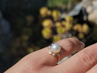 18k gold pearl starburst estate vintage ring