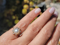 18k gold pearl starburst estate vintage ring