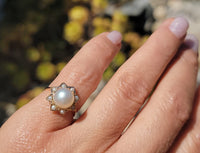 18k gold pearl starburst estate vintage ring