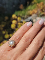18k gold pearl starburst estate vintage ring