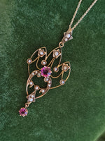 9ct gold Victorian & seed pearl necklace pendant lavaliere - England