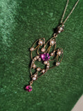 9ct gold Victorian & seed pearl necklace pendant lavaliere - England