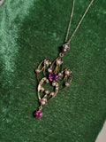 9ct gold Victorian & seed pearl necklace pendant lavaliere - England