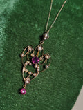 9ct gold Victorian & seed pearl necklace pendant lavaliere - England