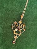 9ct gold Victorian & seed pearl necklace pendant lavaliere - England