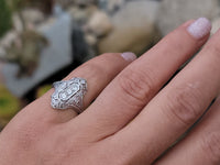 platinum Art Deco c.1920's filigree diamond glove shield ring