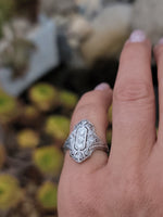 platinum Art Deco c.1920's filigree diamond glove shield ring