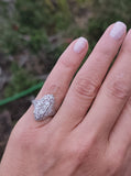 platinum Art Deco c.1920's filigree diamond glove shield ring