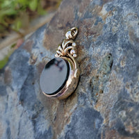 9ct gold Victorian carnelian & bloodstone watch Flip FOB seal necklace pendant - hallmarks