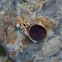9ct gold Victorian carnelian & bloodstone watch Flip FOB seal necklace pendant - hallmarks