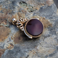 9ct gold Victorian carnelian & bloodstone watch Flip FOB seal necklace pendant - hallmarks