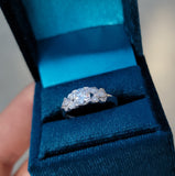 Platinum European cut diamond vintage Deco engagement ring - apx .60ct tw