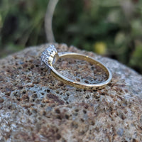 Platinum & 18k gold vintage halo Edwardian diamond ring - hallmarks