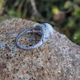 Platinum Edwardian mabe pearl & diamond filigree antique ring
