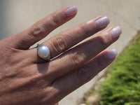 Platinum Edwardian mabe pearl & diamond filigree antique ring