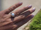 Platinum Edwardian mabe pearl & diamond filigree antique ring
