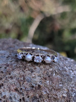 14k gold Victorian pearl & mine cut diamond estate ring band