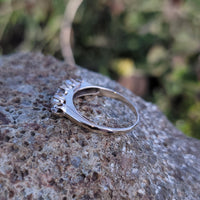 14k gold Victorian pearl & mine cut diamond estate ring band