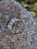 14k gold Victorian pearl & mine cut diamond estate ring band