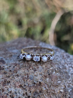 14k gold Victorian pearl & mine cut diamond estate ring band