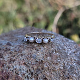 14k gold Victorian pearl & mine cut diamond estate ring band