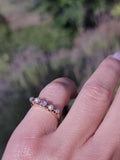 14k gold Victorian pearl & mine cut diamond estate ring band