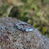 14k white gold 3 diamond baguettes estate midcentury band