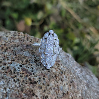 Platinum DECO c.1920's diamond vintage glove shield estate antique ring