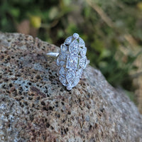Platinum DECO c.1920's diamond vintage glove shield estate antique ring
