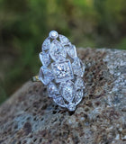 Platinum DECO c.1920's diamond vintage glove shield estate antique ring