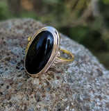 10k Yellow gold Black Onyx Deco Ring