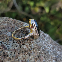 10k Yellow gold Black Onyx Deco Ring