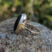 10k Yellow gold Black Onyx Deco Ring