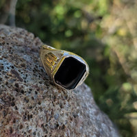 10k gold Deco Black Onyx men's estate ring
