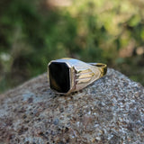 10k gold Deco Black Onyx men's estate ring