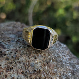 10k gold Deco Black Onyx men's estate ring