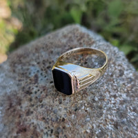 10k gold Deco Black Onyx men's estate ring