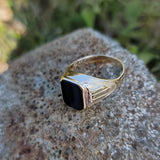 10k gold Deco Black Onyx men's estate ring