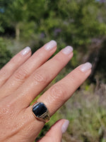 10k gold Deco Black Onyx men's estate ring