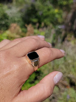 10k gold Deco Black Onyx men's estate ring
