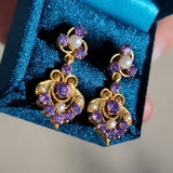 22k Gold Amethyst & Pearl estate Earrings