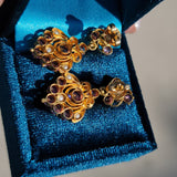 22k Gold Amethyst & Pearl estate Earrings