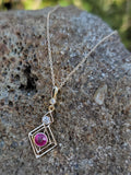 14k gold ruby & diamond DECO necklace pendant