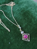 14k gold ruby & diamond DECO necklace pendant