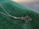 14k gold ruby & diamond DECO necklace pendant