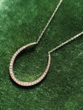 14k gold horseshoe seed pearl necklace pendant