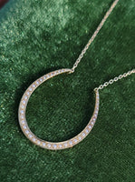 14k gold horseshoe seed pearl necklace pendant